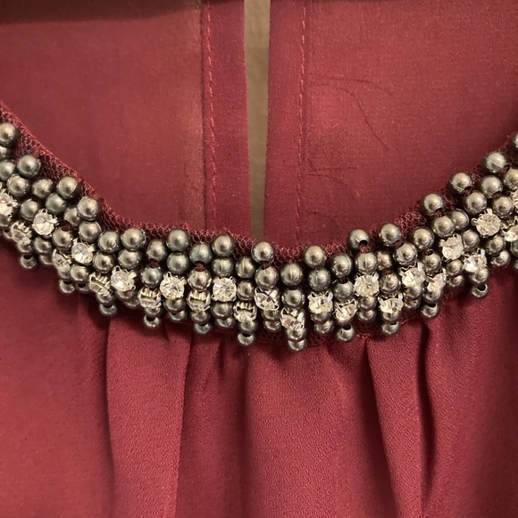 Elodie Maroon Beaded Sleeveless Blouse XL - Picture 2 of 8